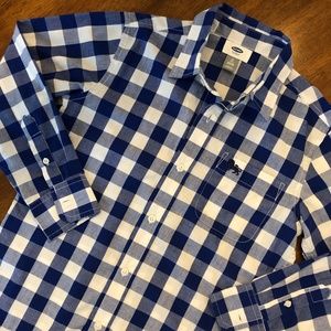 Old Navy Brilliant Blue Checkered Button Up Shirt